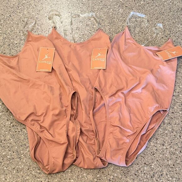 CAPEZIO Adjustable Strap Camisole Leotard Clear Straps Lot of 3 *NEW* - Picture 2 of 8